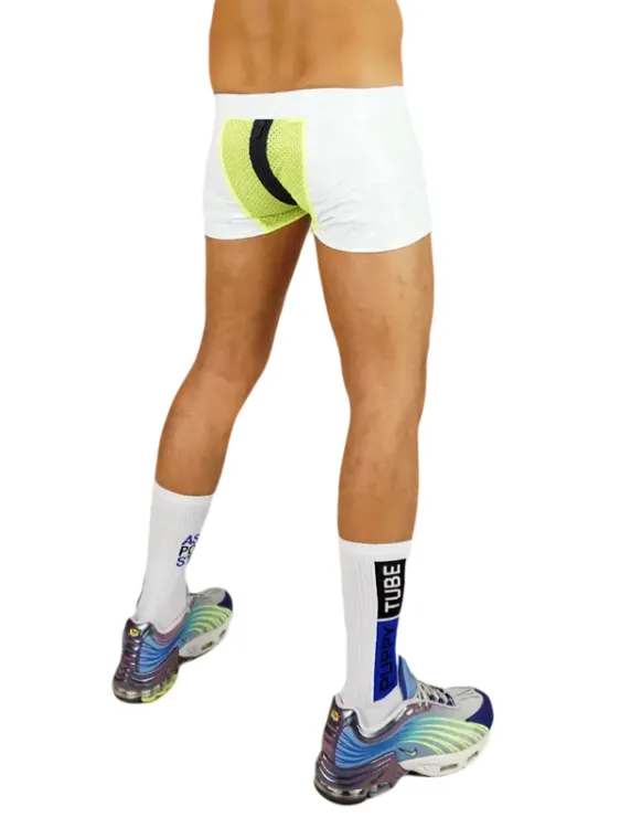 3Skinny Latex Shorts White.webp