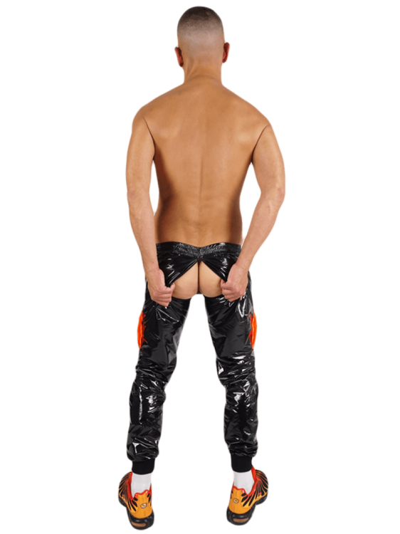 Nylon Pants FetishBoyyz Black Orange14.png