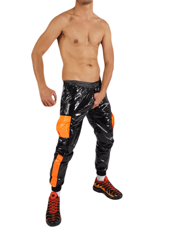 Nylon Pants FetishBoyyz Black Orange15.png