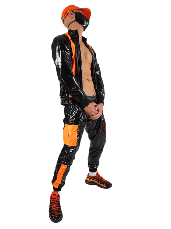 Nylon Pants FetishBoyyz Black Orange17.png