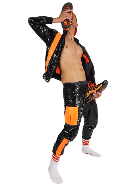 Nylon Pants FetishBoyyz Black Orange19.png