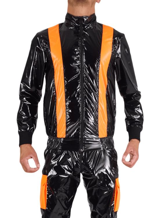 Nylon Jacket FetishBoyyz Black Orange1.png