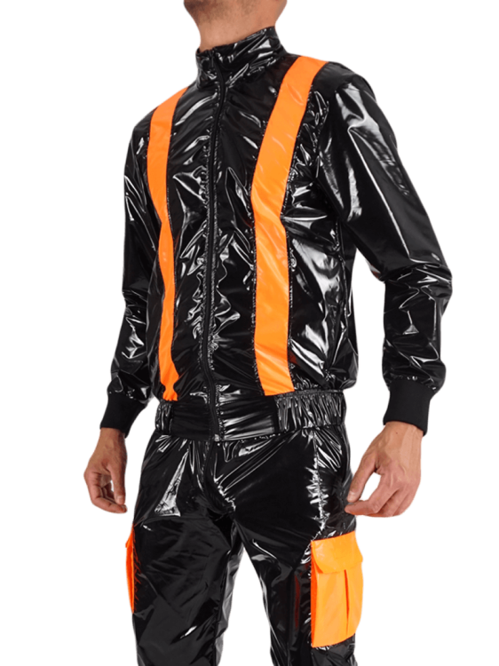 Nylon Jacket FetishBoyyz Black Orange2.png