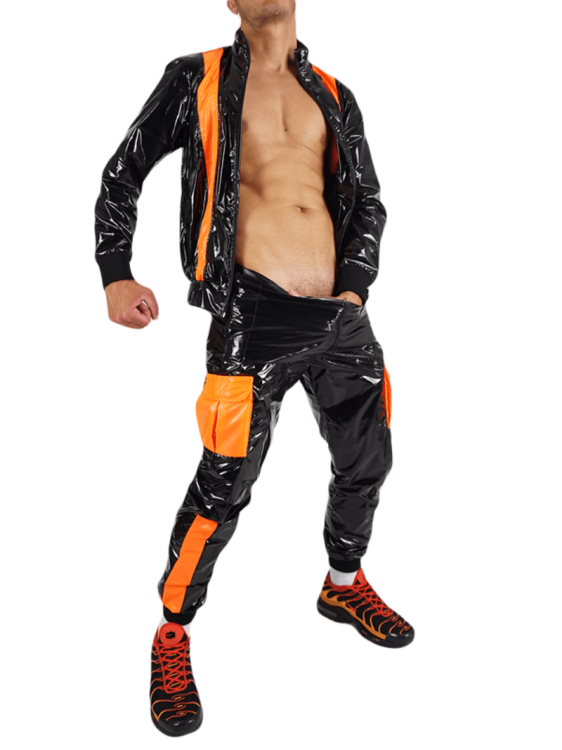 Nylon Jacket FetishBoyyz Black Orange4.png
