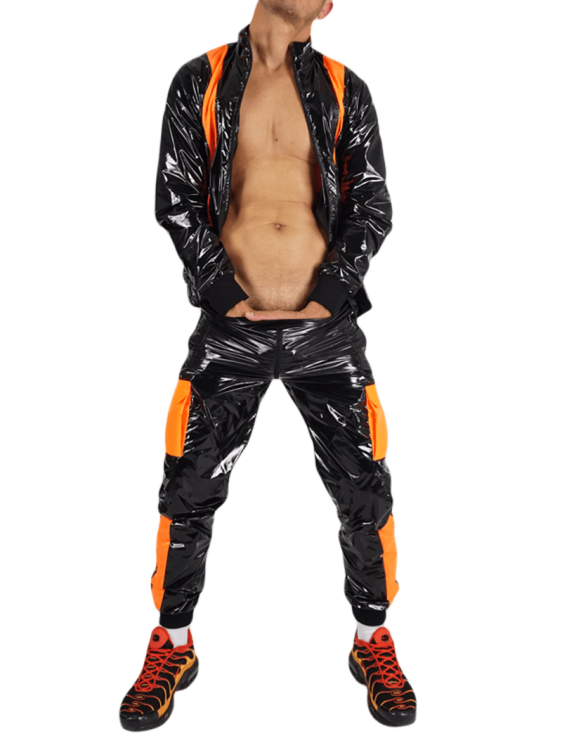 Nylon Jacket FetishBoyyz Black Orange5.png