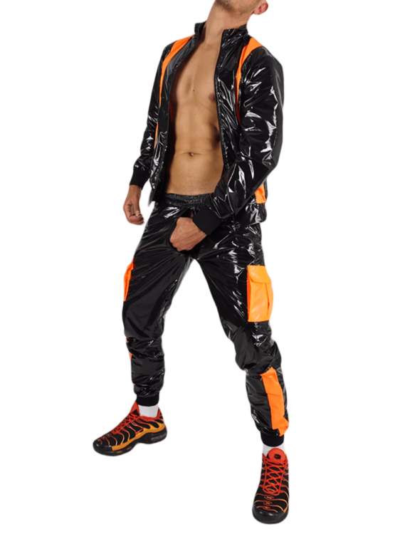Nylon Jacket FetishBoyyz Black Orange6.png