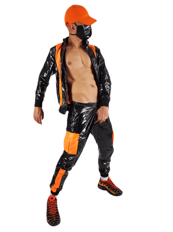 Nylon Jacket FetishBoyyz Black Orange8.png