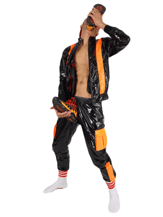 Nylon Jacket FetishBoyyz Black Orange11.png