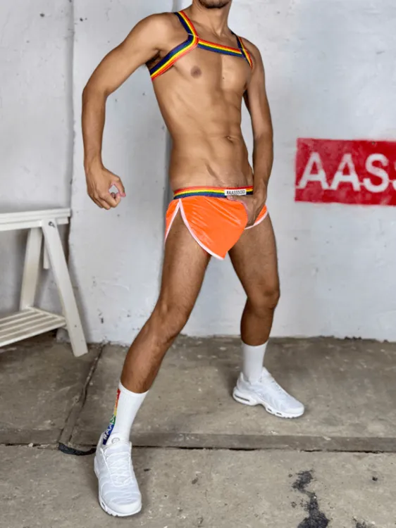 Nylon Gym Shorts Rocco Pride Orange5.png