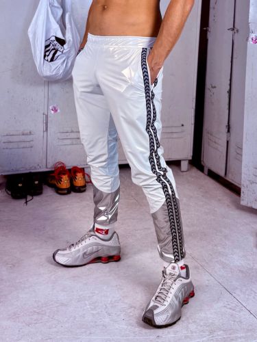 Shiny Stripes Latex Pants XXX. Shane White Silver - 1.jpeg