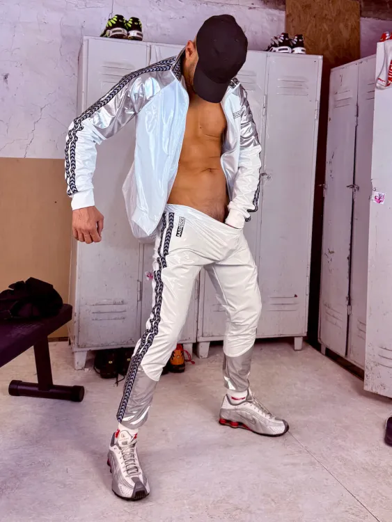 Shiny Stripes Latex Pants XXX. Shane White Silver - 5.jpeg