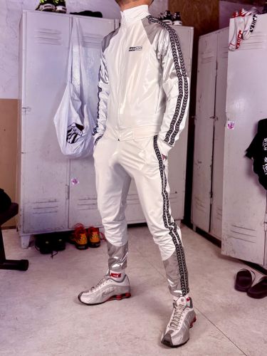 Shiny Stripes Latex Jacket XXX.Shane White Silver - 1.jpeg