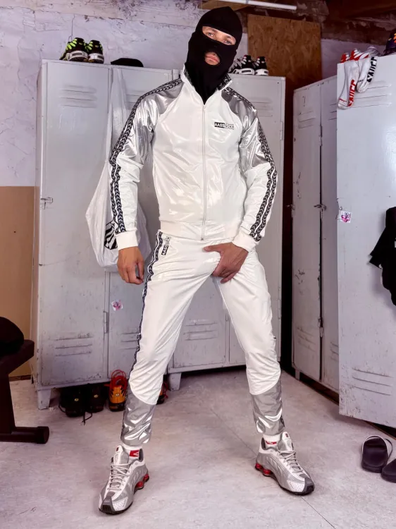 Shiny Stripes Latex Jacket XXX.Shane White Silver - 6.jpeg