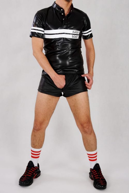 POLO SHIRT FUCKMATE BLACK PVC LEATHER7.JPG
